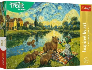Trefl 16563 Puzzle 100 el. Rodzina Treflików Inspired By Art: Karmiąc kapibary