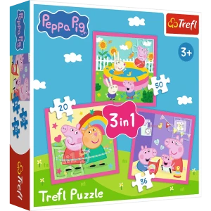 Trefl 34873 Puzzle 3w1 Świnka Peppa Peppa i przyjaciele