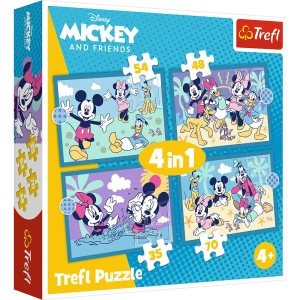 Trefl 34669 Puzzle 4w1 Zabawne zdarzenia Myszki Miki