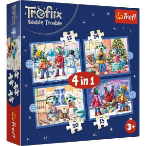Trefl 34657 Puzzle 4w1 Treflików Ratują Święta U Treflików pada śnieg