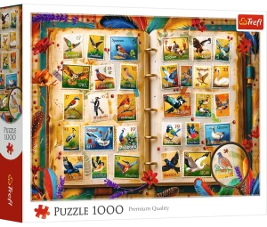Trefl 10979 Puzzle 1000 el. Kolekcja znaczków - atlas ptaków