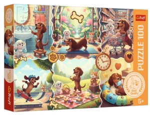 Trefl – Puzzle 100 elementów – Długi dzień jamnika 16567