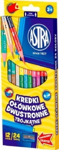Astra - Kredki ołówkowe trójkątne dwustronne 24 kolory - 0825