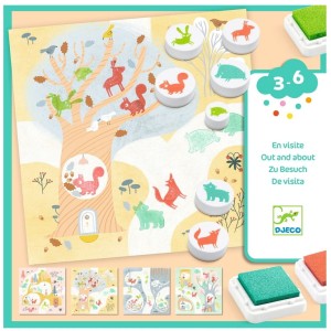 DJECO 09953 Zestaw kreatywny – Malowanie stempelkami ZWIERZĘTA