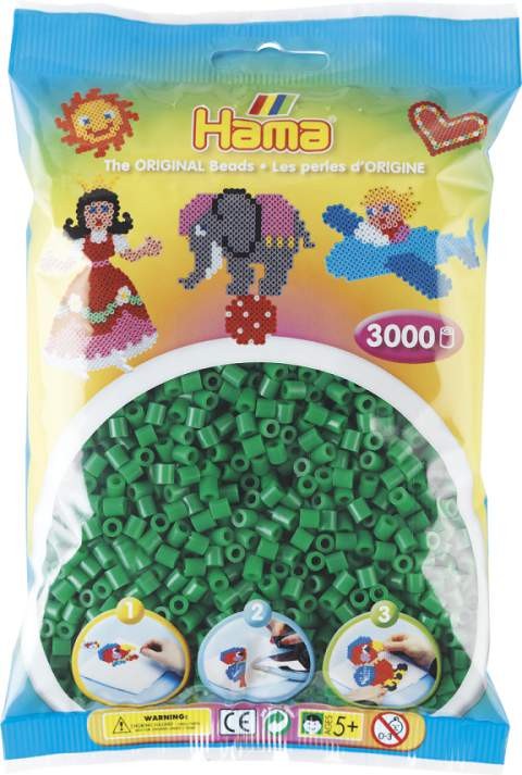 Koraliki Hama MIDI 3000 Koralików 201-10 Kolor Zielony