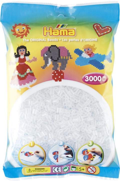 Koraliki Hama MIDI 3000 Koralików 201-19 Kolor Transparentny