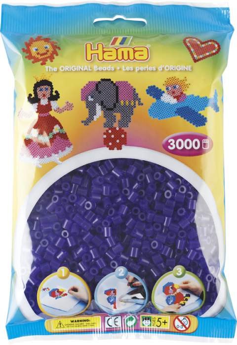 Koraliki Hama MIDI 3000 Koralików 201-24 Kolor Fioletowy Transparentny
