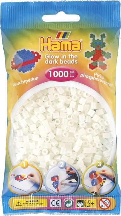 Koraliki Hama MIDI 1000 Koralików 207-55 Świecące w Ciemności Kolor Zielony