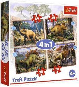 Trefl - Puzzle 4w1 - Ciekawe Dinozaury 34383