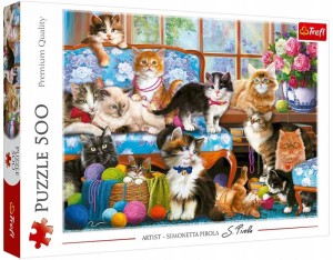 Trefl - Puzzle 500 elementów - Rodzina kotów Koty 37425