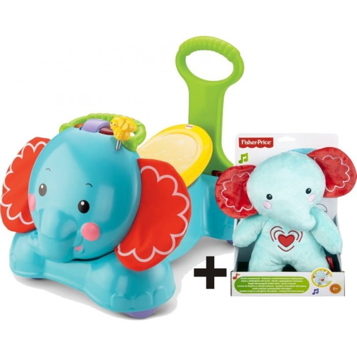 Fisher Price CBN62 Słonik 3 w 1 Chodzik, Jeździk, Skoczek + Słonik BLF65 Przytulaczek