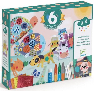 DJECO 09293 Zestaw artystyczny 6w1 - Zwierzęta i ich domki