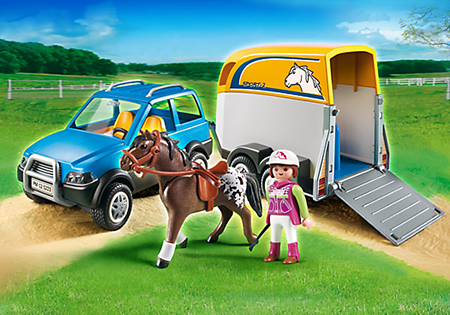 Playmobil Klocki Country 5223 Samochód z Przyczepą dla Konia