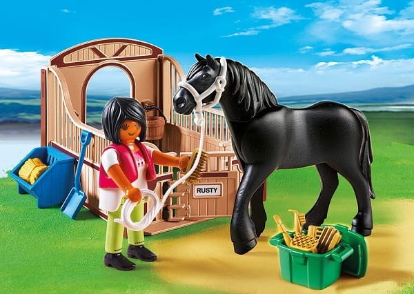 Playmobil Klocki Country 5519 Koń Fryzyjski z Boksem
