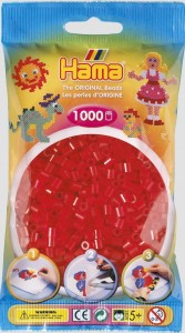 Koraliki Hama MIDI 1000 Koralików 207-13 Kolor Czerwony Transparentny