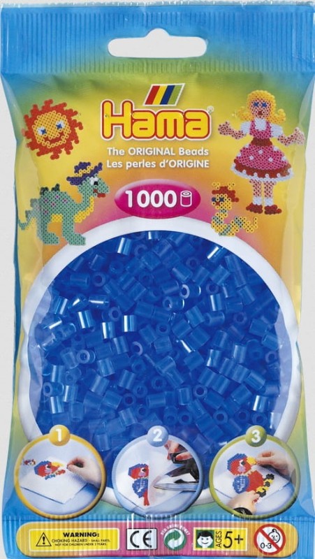 Koraliki Hama MIDI 1000 Koralików 207-15 Kolor Niebieski Transparentny
