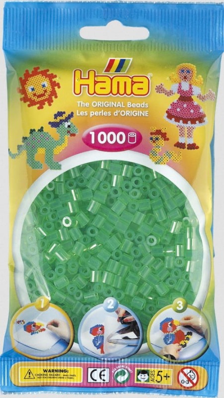 Koraliki Hama MIDI 1000 Koralików 207-16 Kolor Zielony Transparentny