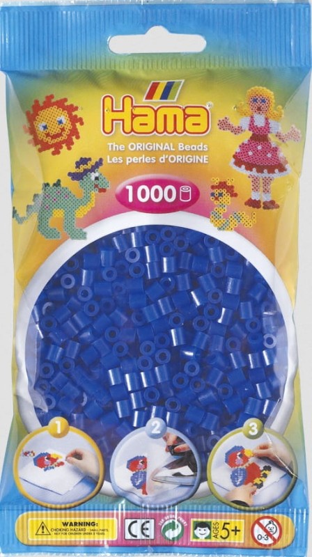 Koraliki Hama MIDI 1000 Koralików 207-36 Kolor Niebieski Neonowy Transparentny