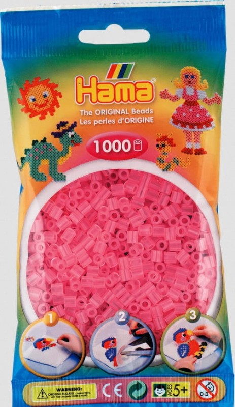Koraliki Hama MIDI 1000 Koralików 207-72 Kolor Różowy Transparentny
