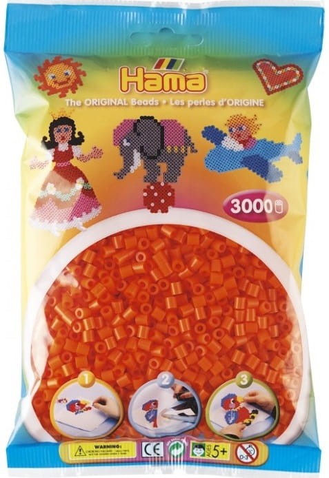 Koraliki Hama MIDI 3000 Koralików 201-04 Kolor Pomarańczowy