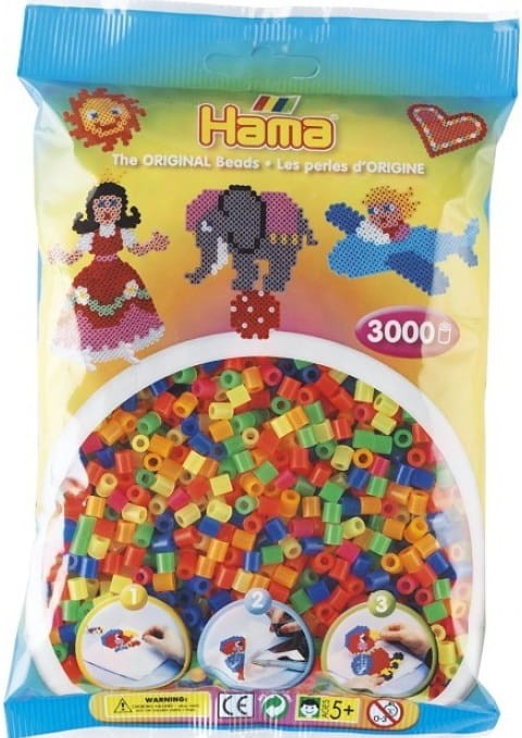 Koraliki Hama MIDI 3000 Koralików 201-51 Kolor MIX Neonowy
