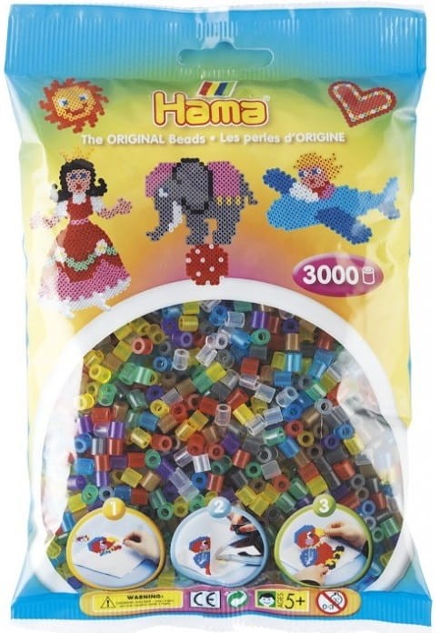 Koraliki Hama MIDI 3000 Koralików 201-53 Kolor MIX Transparentny