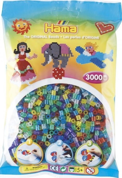 Koraliki Hama MIDI 3000 Koralików 201-54 Kolor MIX Brokatowy