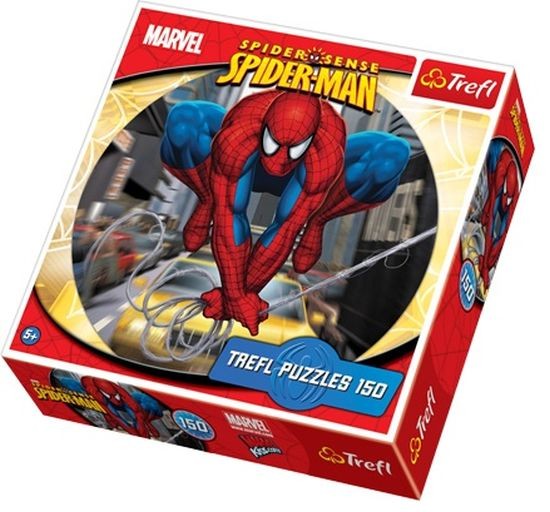 TREFL 39065 PUZZLE okrągłe Spiderman - Pajęczy skok 150 el.