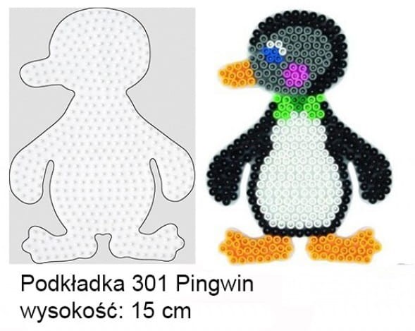 Koraliki Hama Midi Podkładka 301 Pingwin