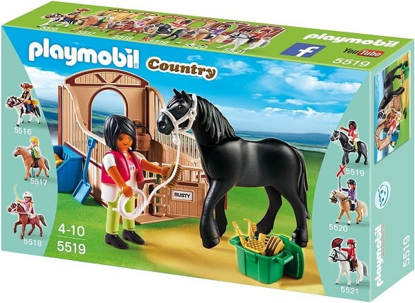 Playmobil Klocki Country 5519 Koń Fryzyjski z Boksem