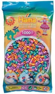 Koraliki Hama MIDI 1000 Koralików 207-92 Mix 3 Kolorów Prążkowane Dwukolorowe