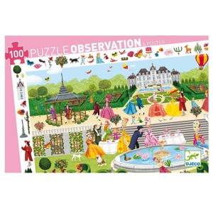 DJECO Puzzle Obserwacja - 100 elementów - Ogrodowe przyjęcie 07505