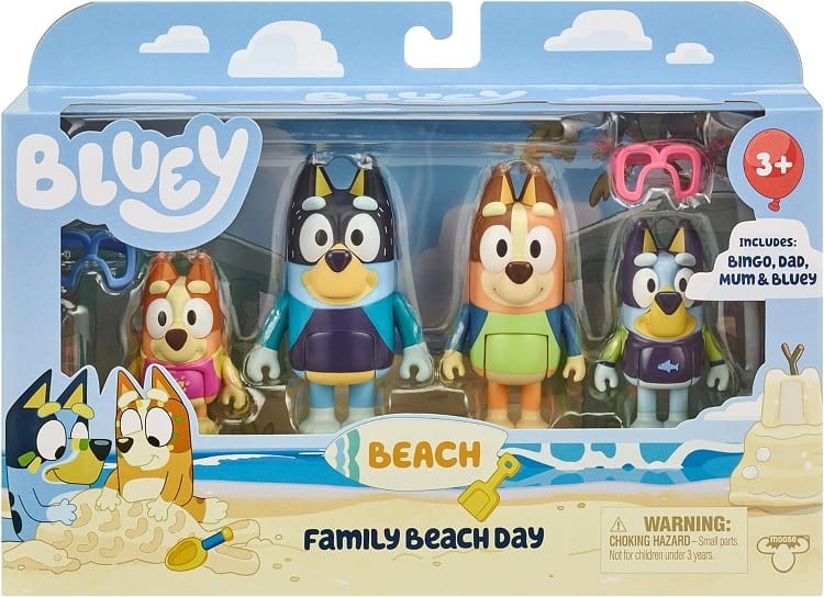 Bluey - Zestaw 4 figurek - Rodzinny dzień na plaży 17547