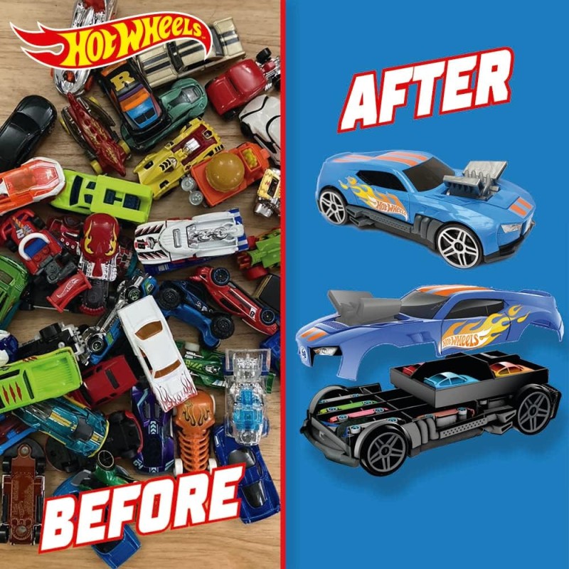 Hot Wheels - Auto i walizka do przechowywania 2w1 HWCC15
