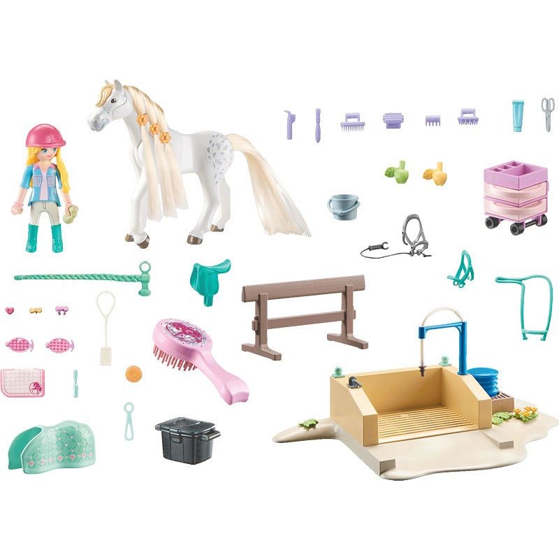 Playmobil Horses of Waterfall 71354 Isabella i Lioness z myjnią dla koni