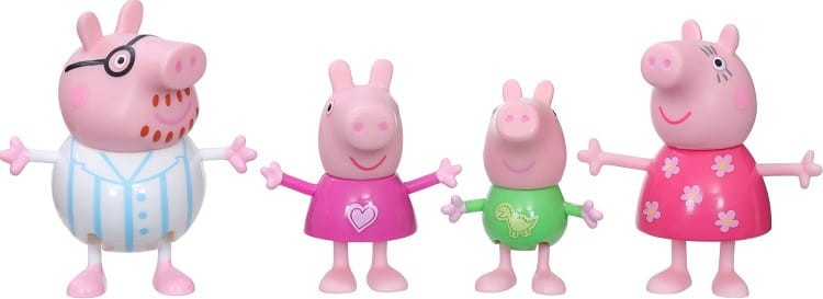 Świnka Peppa - Zestaw 4 figurek - Rodzina Pora Snu F2192