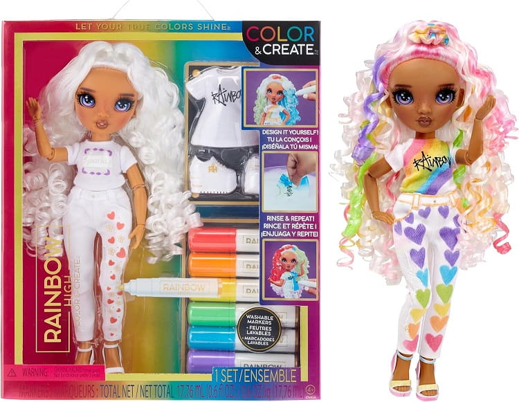Rainbow High – Lalka Color &amp; Create z fioletowymi oczami 94147