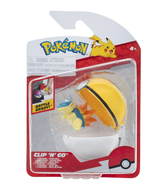 Pokémon Clip ‘N’ Go – Cyndaquil Avec Level Ball – Accessoire Ceinture, Figurine 5 Cm