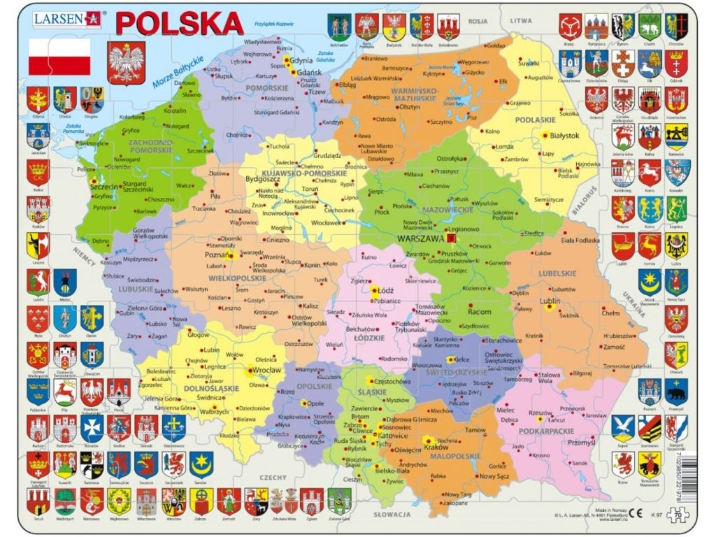 Mapa Polski Wojewodztwa Larsen - Mapa polityczna Polski - województwa - Puzzle 21978 Sklep z
