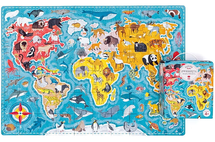CzuCzu Puzzle 60 El Zwierz ta Mapa wiata 491927 Sklep Z czuczu-puzzle-60-el-zwierz-ta-mapa-wiata-491927-sklep-z